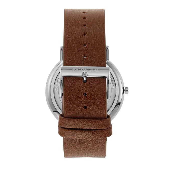 Skagen SKW6578 Signatur Quartz Charcoal Grey Dial Brown Leather Strap Men's Watch