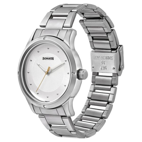 Sonata 8183SM02 Analog Quartz Women’s Watch – Silver Strap, Silver Dial