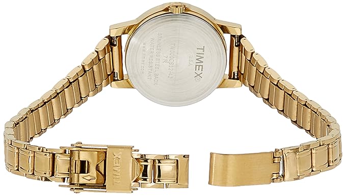 Timex TW000CS12 Quartz Analog Champagne Dial Gold-Tone Stainless Steel Strap Watch for Women