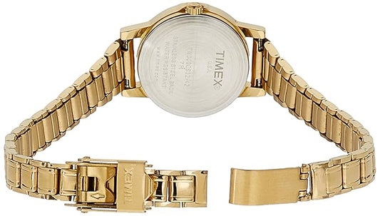 Timex TW000CS12 Quartz Analog Champagne Dial Gold-Tone Stainless Steel Strap Watch for Women