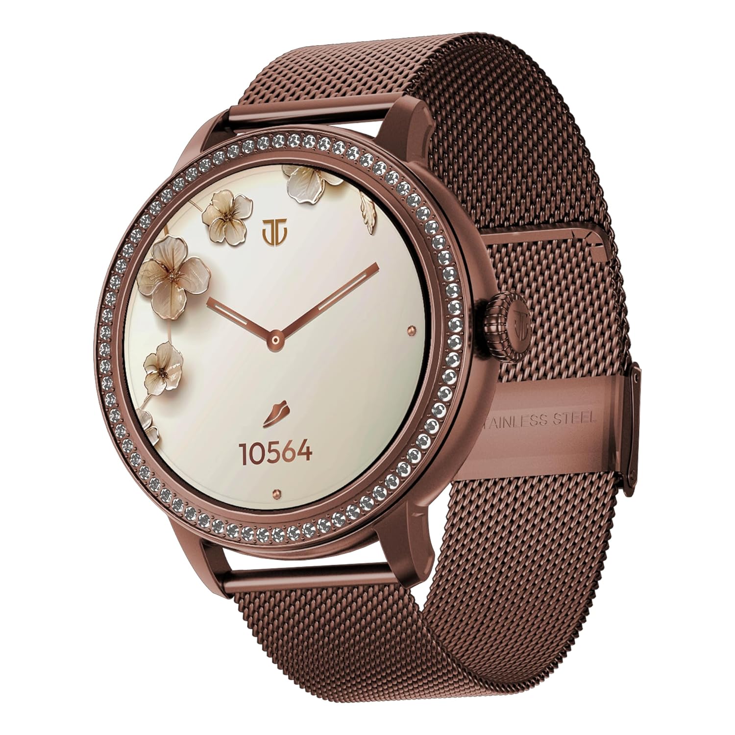 Titan 95292QM01A Valerie Premium AMOLED Bluetooth Calling Brown Mesh Stainless Steel Women's Smartwatch