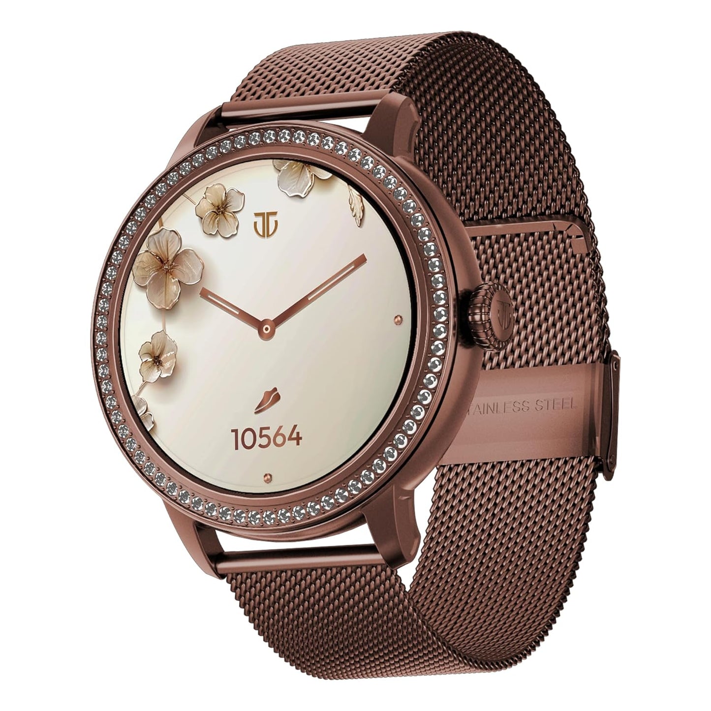 Titan 95292QM01A Valerie Premium AMOLED Bluetooth Calling Brown Mesh Stainless Steel Women's Smartwatch