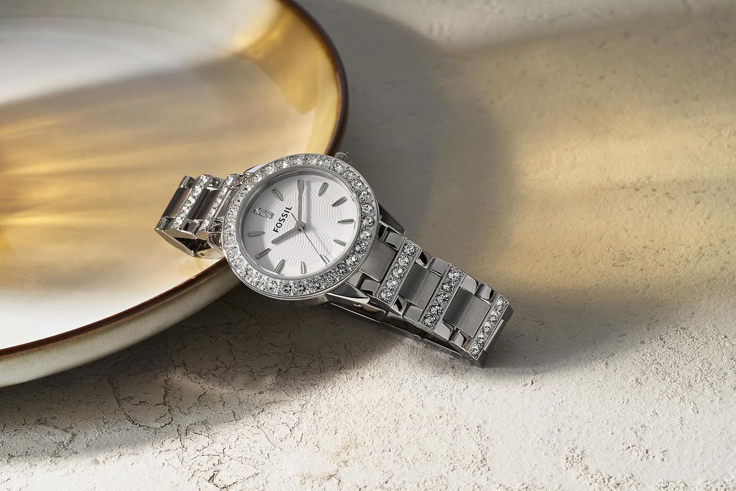 Fossil ES2362 Women's Quartz Analog Watch Silver Dial Silver Stainless Steel Strap