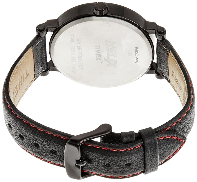 Timex 08HG01 Men’s Analog Black Leather Strap Round Dial Watch