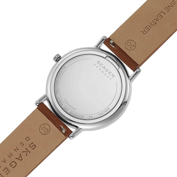 Skagen SKW6578 Signatur Quartz Charcoal Grey Dial Brown Leather Strap Men's Watch