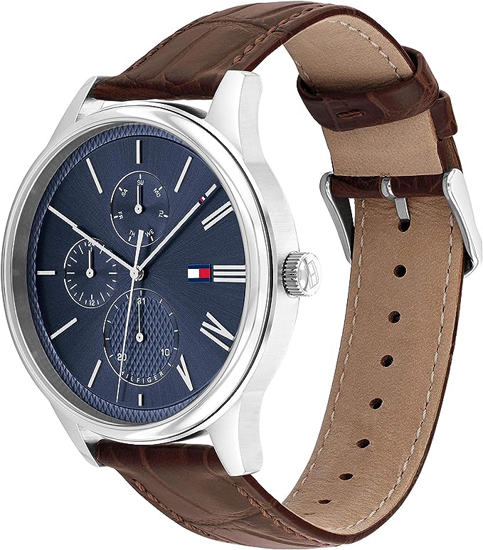 Tommy Hilfiger TH1791847W Men's Blue Dial Chronograph Brown Leather Strap Watch