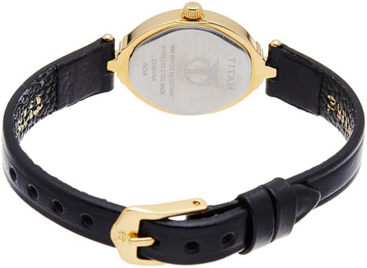 Titan 2538YL01 Analog Women's Quartz Watch - White Dial, Black Leather Band