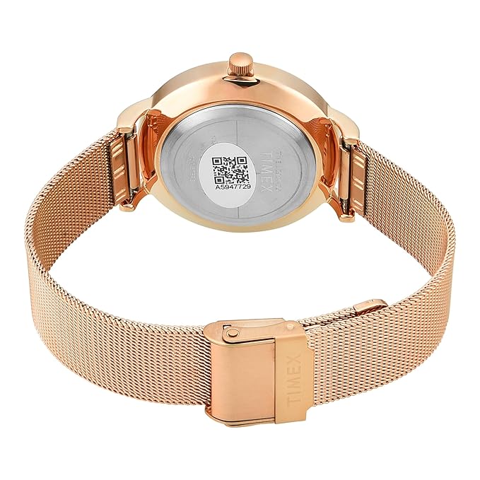 Timex TWEL12924 Women’s Pink Dial Analog Watch with Stainless-Steel Strap