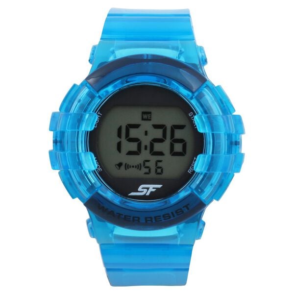 Sonata 87017PP03 Digital Round Dial Blue Plastic Strap Watch for Women
