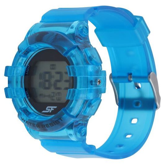Sonata 87017PP03 Digital Round Dial Blue Plastic Strap Watch for Women