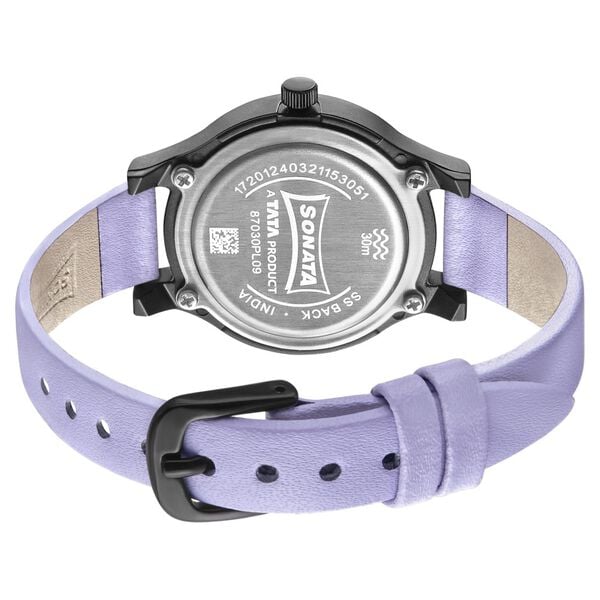 Sonata 87030PL09W Analog Quartz Women White Dial Blue Leather Strap Watch