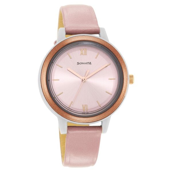 Sonata 87036PL08W Pop Pink Dial Women’s Analog Watch