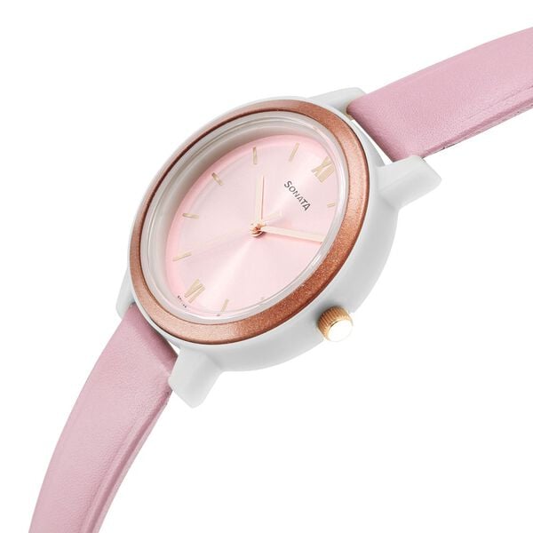 Sonata 87036PL08W Pop Pink Dial Women’s Analog Watch