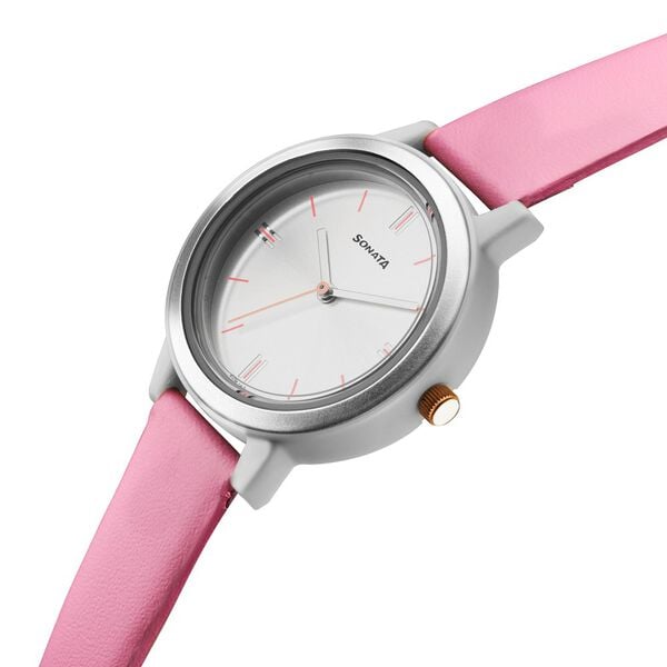 Sonata 87036PL09W Pop Silver Dial Women’s Quartz Analog Watch