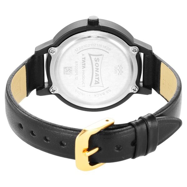 Sonata 87036PL12W Pop Black Dial Women’s Quartz Analog Watch