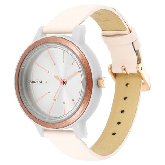 Sonata 87036PL13W Pop Silver Dial Women’s Quartz Analog Watch