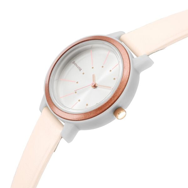 Sonata 87036PL13W Pop Silver Dial Women’s Quartz Analog Watch