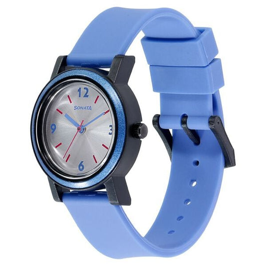 Sonata 87038PP03 Pop Quartz Analog Silver Dial Polyurethane Strap Watch for Women