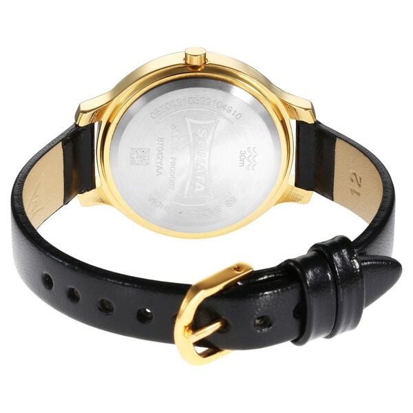 Sonata 87042YL03W Gold Edit Black Dial Women’s Quartz Analog Watch