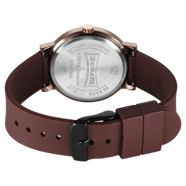 Sonata 87044KP01 Essentials Brown Dial Analog Quartz Women’s Watch
