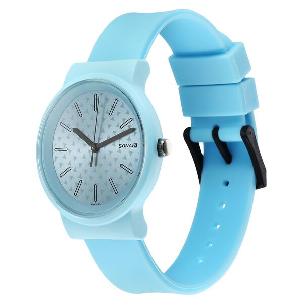 Sonata 87048PP05W Quartz Analog Multicoloured Dial Women’s Watch with Blue Plastic Strap