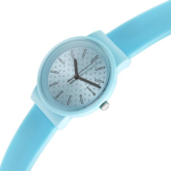 Sonata 87048PP05W Quartz Analog Multicoloured Dial Women’s Watch with Blue Plastic Strap
