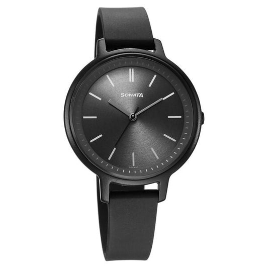 Sonata 87049PP15W Splash Quartz Analog Grey Dial Plastic Strap Women’s Watch