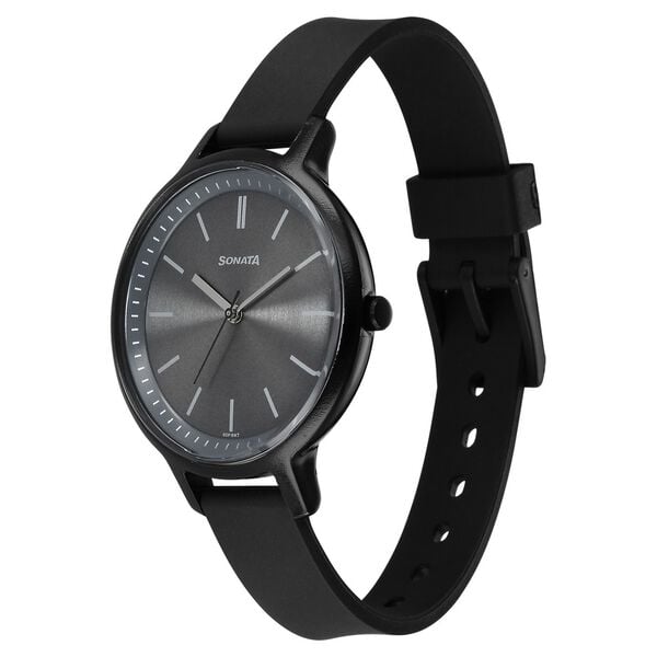 Sonata 87049PP15W Splash Quartz Analog Grey Dial Plastic Strap Women’s Watch