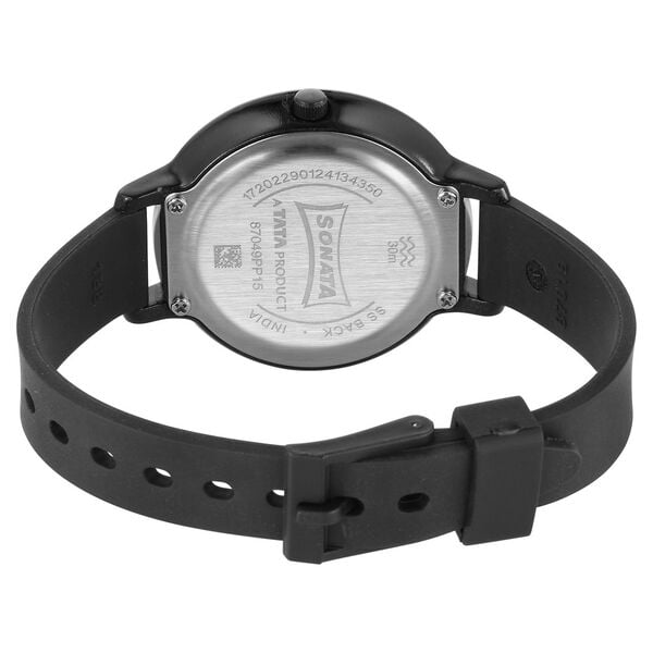 Sonata 87049PP15W Splash Quartz Analog Grey Dial Plastic Strap Women’s Watch