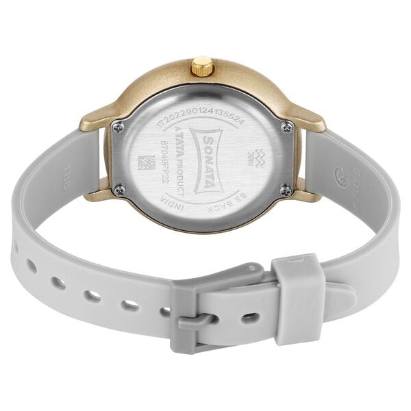 Sonata 87049PP22W Splash Quartz Analog Silver Dial Grey Plastic Strap Watch for Women