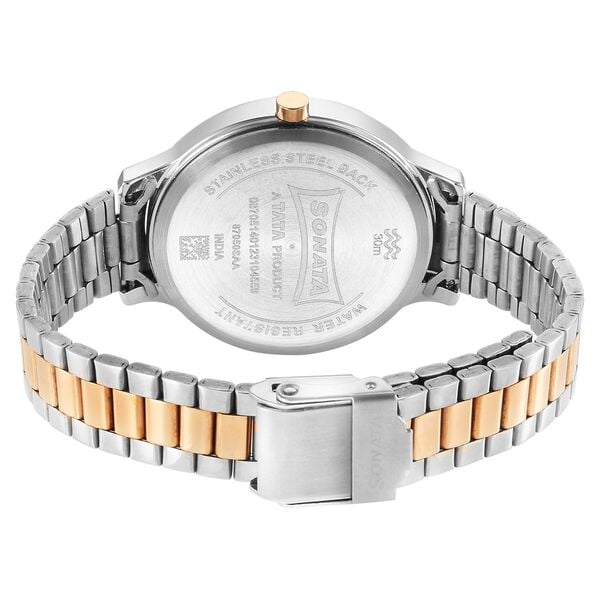 Sonata 87050KM01 Play Quartz Analog Rose Gold Dial Two-Toned Stainless Steel Strap Watch for Women
