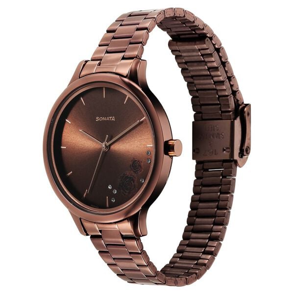 Sonata 87050QM01 Blush Quartz Analog Brown Dial Stainless Steel Women’s Watch