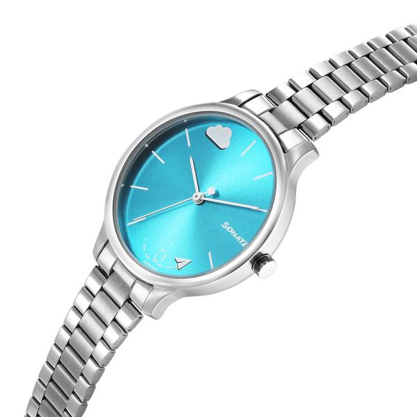 Sonata 87050SM02 Quartz Analog Blue Dial Women’s Watch with Silver Stainless Steel Strap