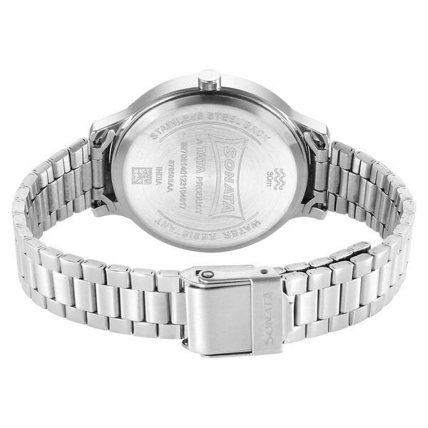 Sonata 87050SM02 Quartz Analog Blue Dial Women’s Watch with Silver Stainless Steel Strap