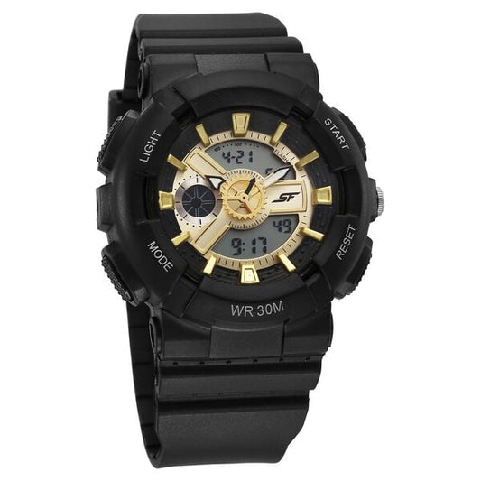 Sonata 87057PP04 Dreamers Quartz Analog Black Dial Black Plastic Strap Watch for Men