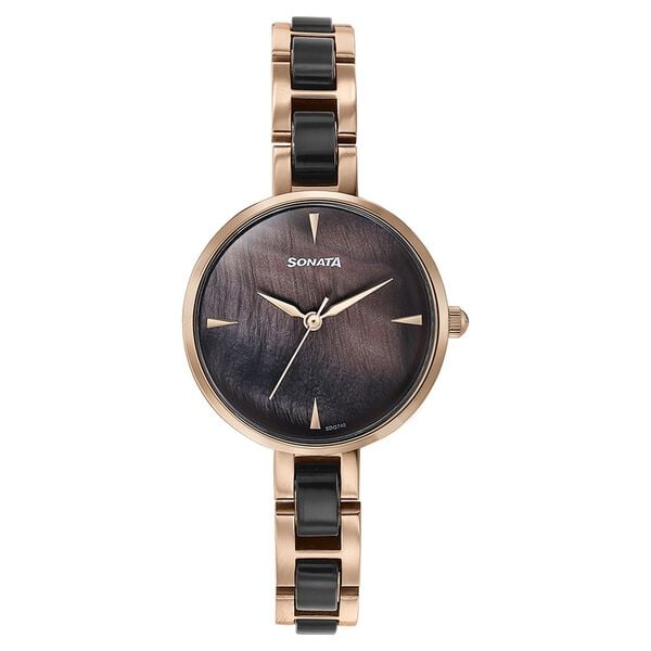 Sonata 87064KD01 Quartz Analog Multicoloured Dial Two-Toned Stainless Steel Strap Watch for Women