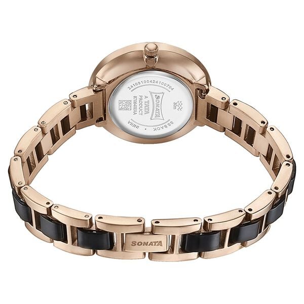 Sonata 87064KD01 Quartz Analog Multicoloured Dial Two-Toned Stainless Steel Strap Watch for Women