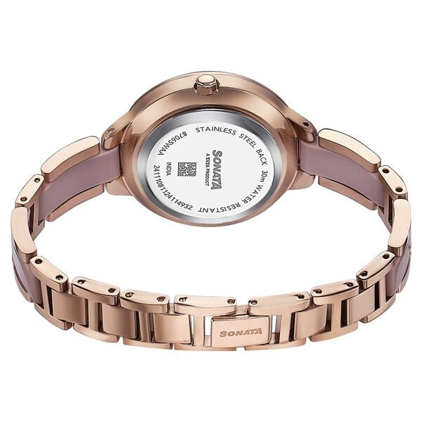 Sonata 87065KD04 Wedding Edit Quartz Analog Pink Dial Stainless Steel & Acetate Women’s Watch