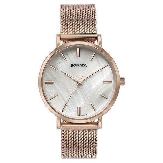 Sonata 77082YL06W Men Quartz Day-Date Champagne Dial Brown Leather Watch (Copy)