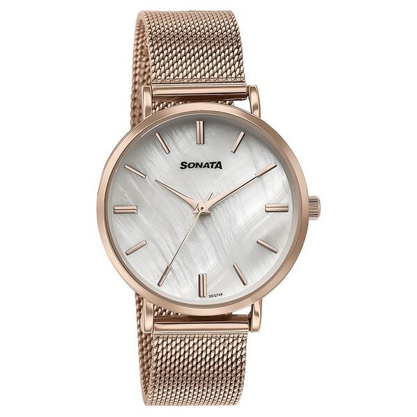 Sonata 77082YL06W Men Quartz Day-Date Champagne Dial Brown Leather Watch (Copy)