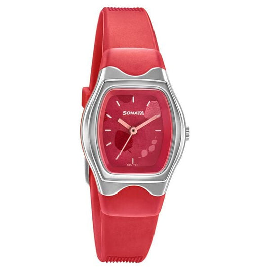 Sonata 8989PP11W Play Red Dial Women’s Quartz Analog Watch