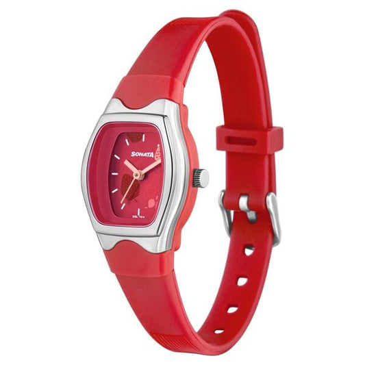 Sonata 8989PP11W Play Red Dial Women’s Quartz Analog Watch