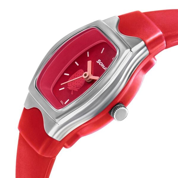 Sonata 8989PP11W Play Red Dial Women’s Quartz Analog Watch