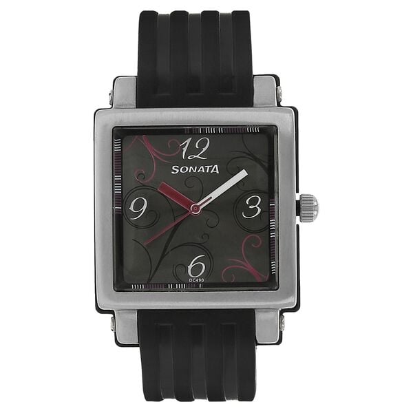 Sonata 8990PP03J Quartz Analog Black Dial Fabric Strap Watch for Women