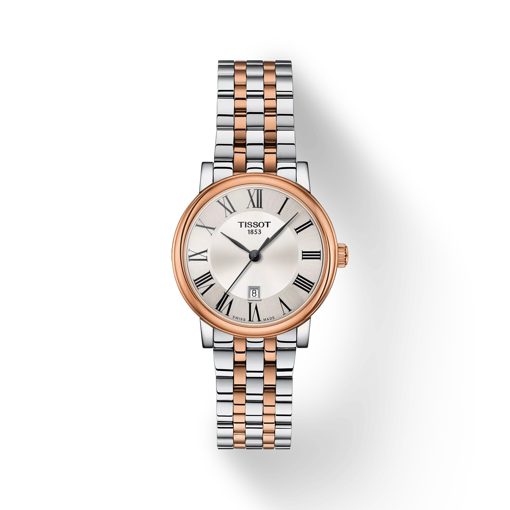 Tissot T1222102203301 Silver Dial 30 mm Women’s Swiss Quartz Carson Premium Watch – Rose Gold PVD & Stainless Steel Bracelet, Sapphire Crystal