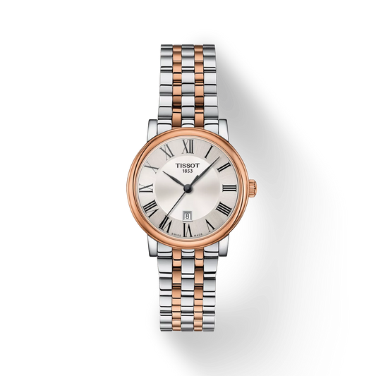 Tissot T1222102203301 Silver Dial 30 mm Women’s Swiss Quartz Carson Premium Watch – Rose Gold PVD & Stainless Steel Bracelet, Sapphire Crystal