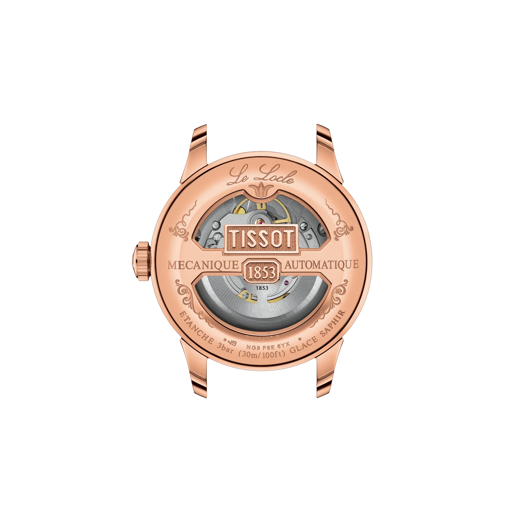 Tissot T0064073603300 Silver Dial 39.3 mm Men’s Swiss Automatic Le Locle Watch – Rose Gold PVD Case, Brown Leather Strap, Sapphire Crystal