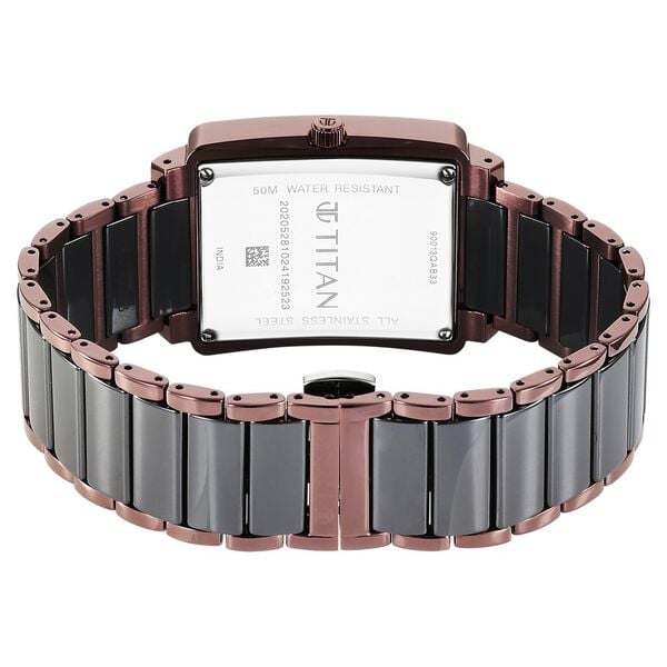 Titan 90013KD06 Regalia Shaped Ceramic Quartz Analog Watch for Men – Black Ceramic & Steel Bracelet, Black Dial, Date Function