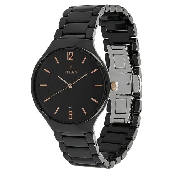 Titan 90014KC02 Men Black Dial Ceramic Strap Quartz Watch