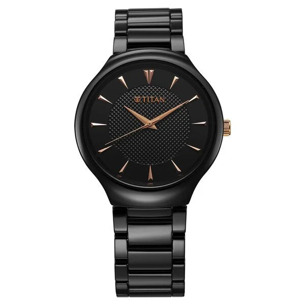 Titan 90014KC05 Regalia Ceramics Quartz Analog Black Dial Black Ceramic Men's Watch